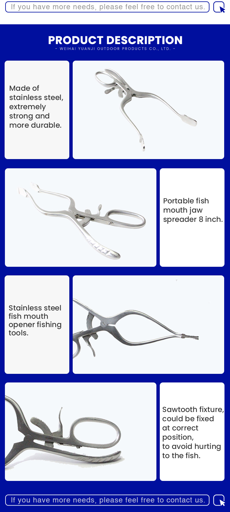 Portable Fish Mouth Jaw Spreader 8 inch Stainless Steel Fish Mouth Opener