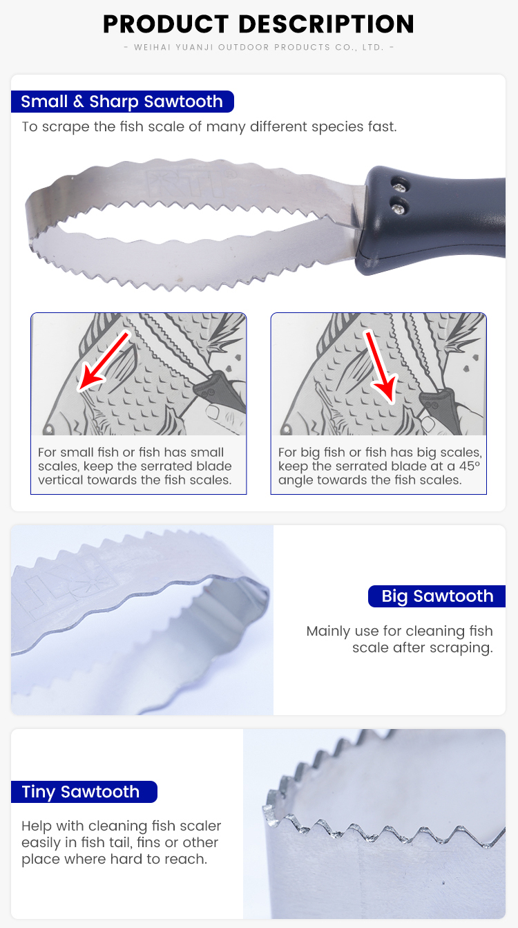 Remove Fish Scales Stainless steel Fish Scaler Scraper with ABS Handle