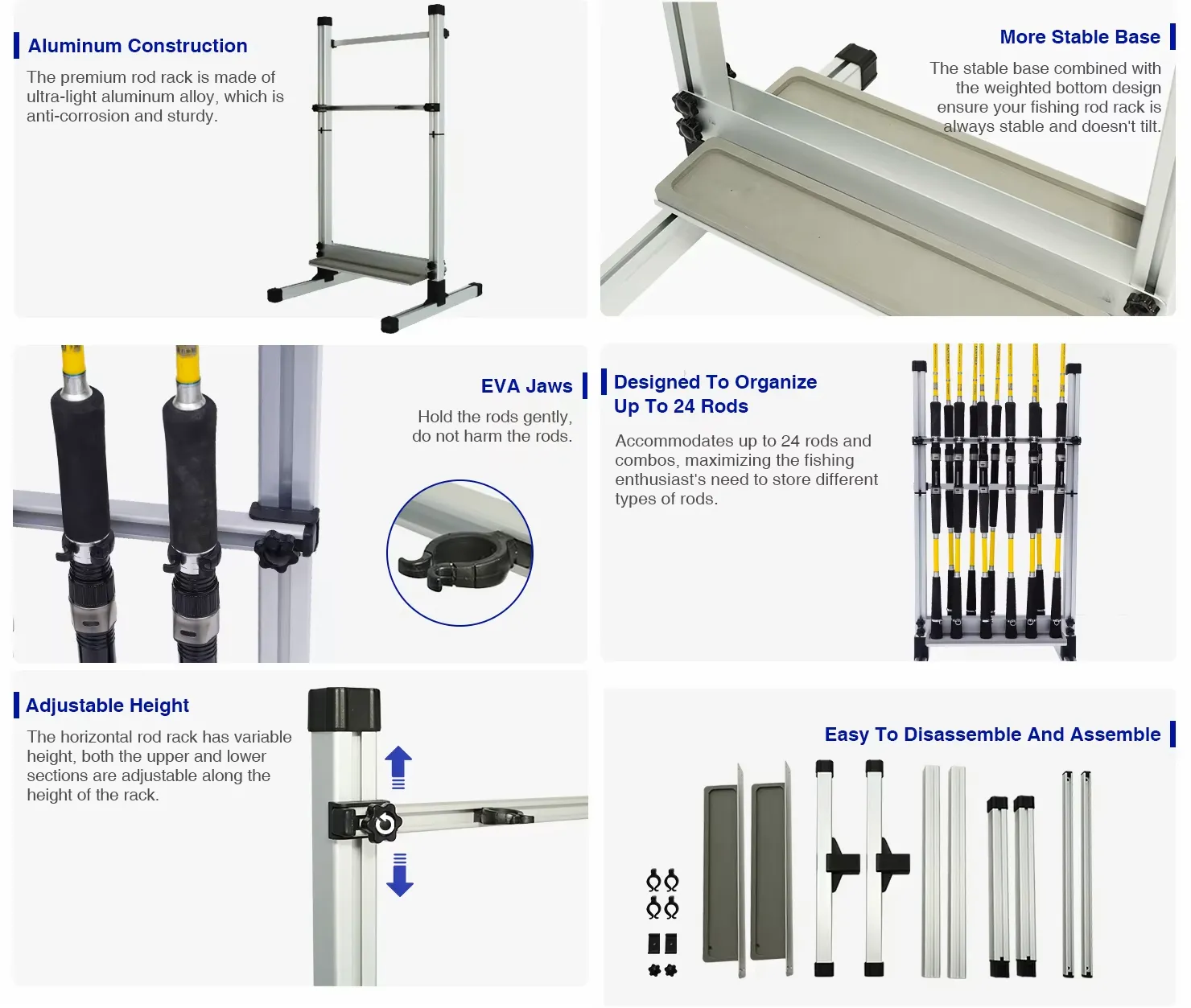24 Aluminum Fishing Rod Holder Product Advantages
