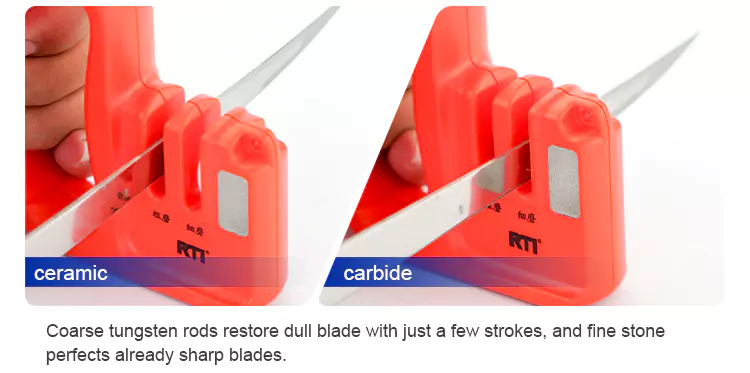 Coarse Tungsten Rods and Fine Stone for 2-Stage Knife Sharpener