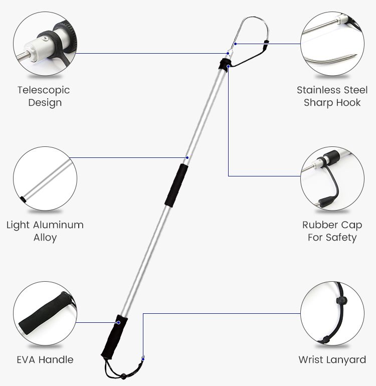 Aluminum Telescopic Fishing Gaff Product Details