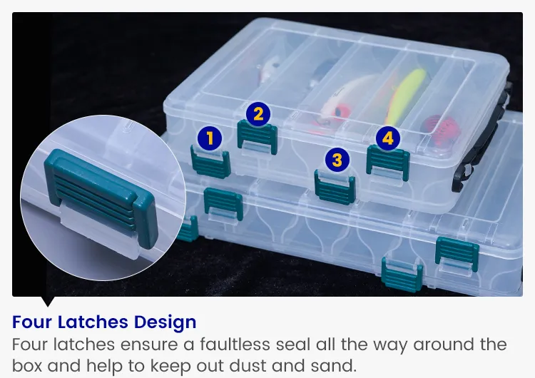 Four Latches Design of Double Sided Fishing Lure Box