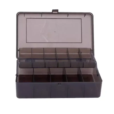 Front view of the Plastic Double-Sided Fishing Tackle Box