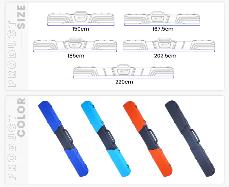 HDPE Plastic Fishing Rod Case Product Size and Color