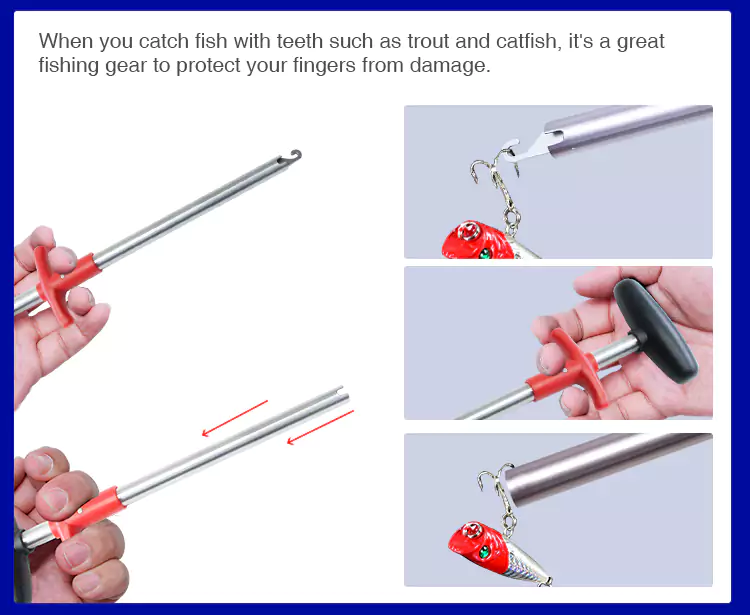 Heavy Duty Fish Hook Remover Protects Fingers from Injury
