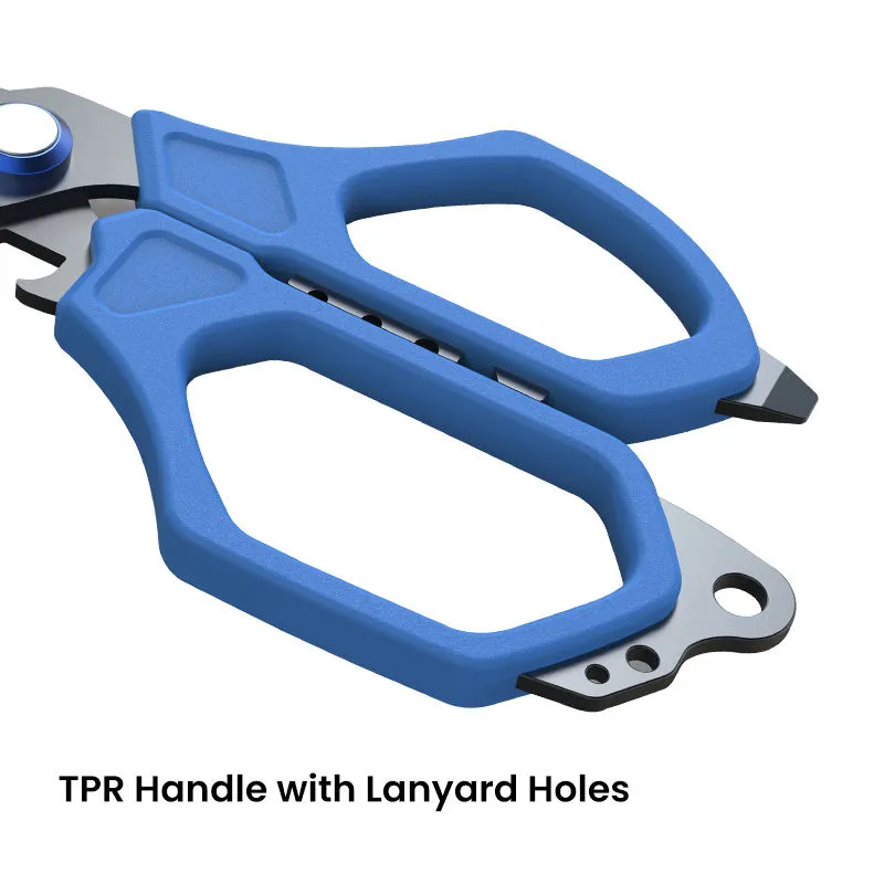 Heavy Duty Fishing Scissors TPR Handle with Lanyard Holes