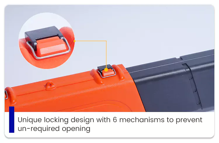 Six-Point Mechanical Locking System of Plastic Fishing Rod Case