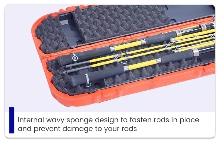 Stabilizing Wavy Sponge System for Plastic Fishing Rod Case