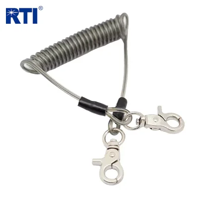 1.3M Coil Lanyard with Swivel Stainless Wire Strand