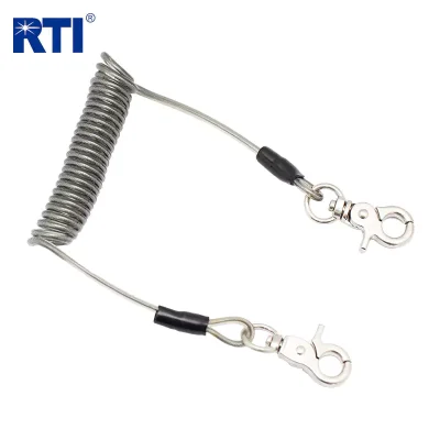 1.3M Stainless Wire Strand Coil Lanyard with Swivel