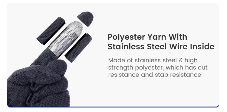 Polyester Yarn With Stainless Steel Wire Inside of Fish Fillet Gloves