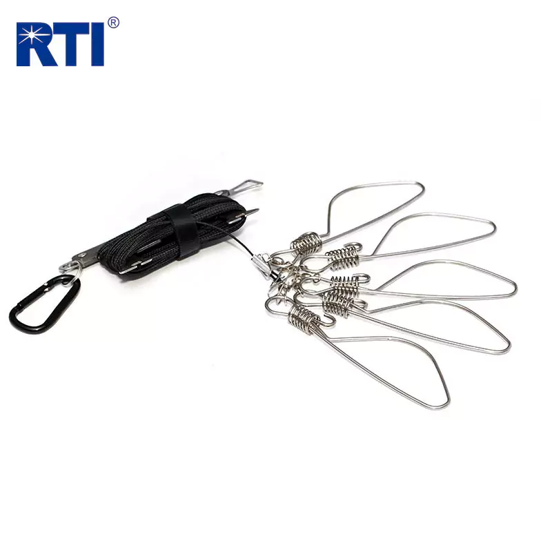 Portable Stainless Steel Fish Stringer with 5 Snaps