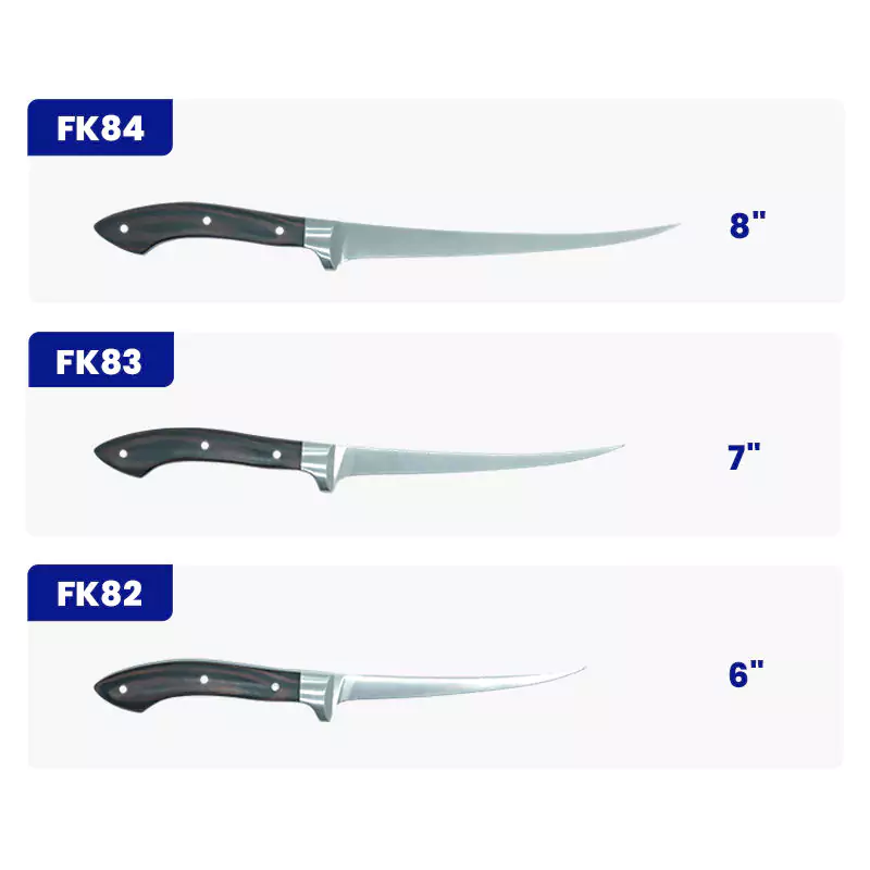 Three Sizes of the 6 inch Flexible Fillet Knife