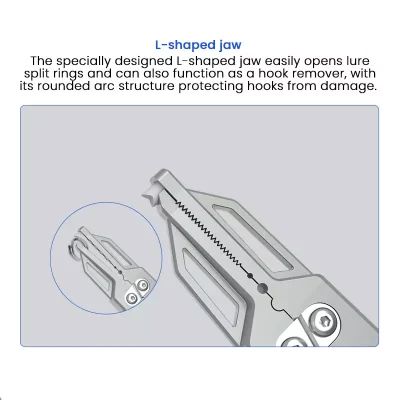 L-shaped jaw of 6.3 inch Stainless Steel Fishing Pliers
