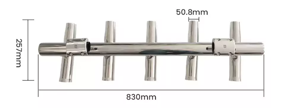 5 Tube Multi Fishing Rod Holder Product Size