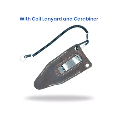 Cowhide Fishing Pliers Sheath with Coil Lanyard and Carabiner