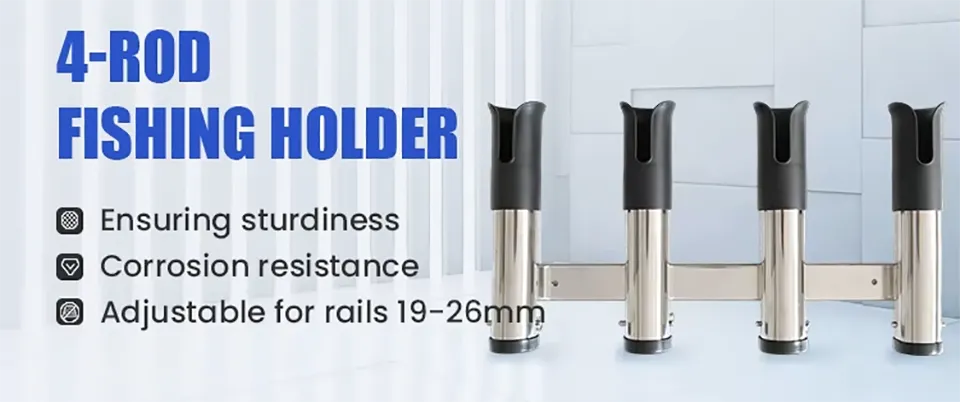 Stainless Steel 4 Fishing Rod Holder Product Description