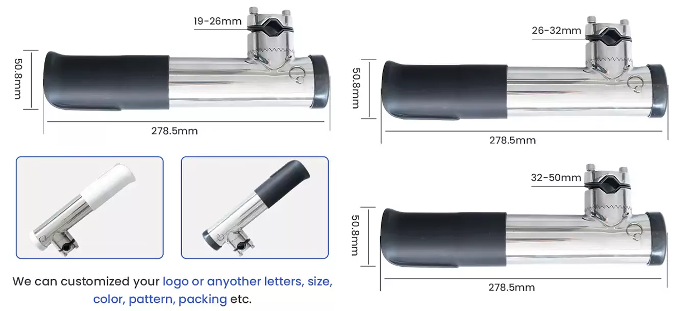 Stainless Steel Adjustable Rod Holder Size and Color