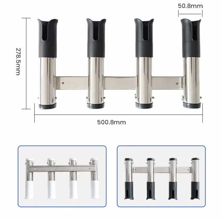 Stainless Steel Fishing Rod Holder Product Size and Color