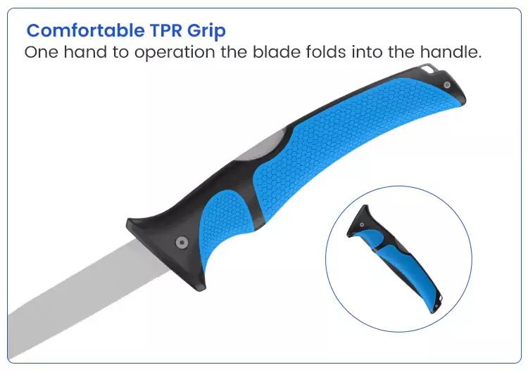 Comfortable TPR Grip of 6-Inch Folding Fish Knife
