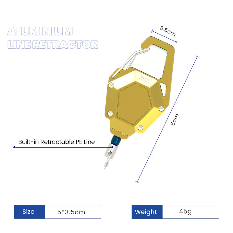 Aluminium Fly Fishing Retractor with 60cm Retractable PE Line